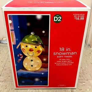 Never used 18 inch soft tinsel snowman